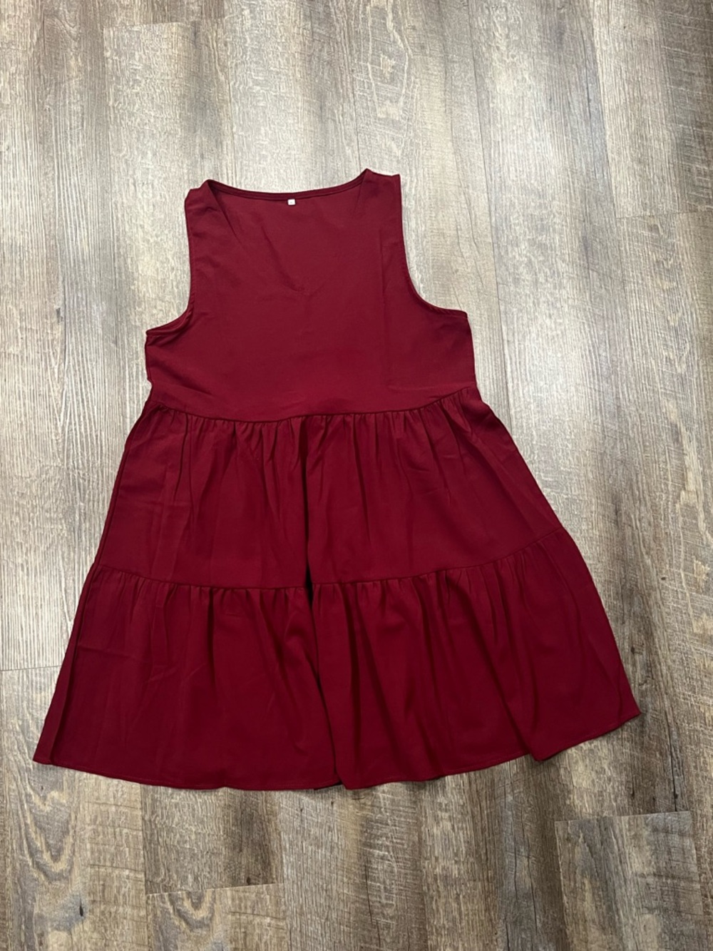 Sleeveless Tiered Dress - Burgundy